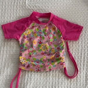 i play. Pink Floral Kids Swim Rashguard